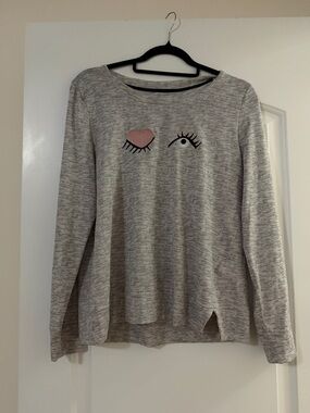kate spade Gray Marled Top with Pink Brand Label